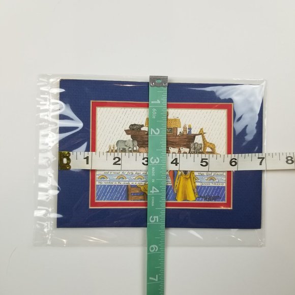 Julie Hammer Noah's Ark 5x7 Blue & Red Matted Print NWOT - Picture 4 of 4